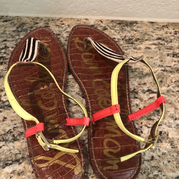 Sam Edelman Gigi Zebra, Yellow and Pink Sandals - Picture 2 of 3